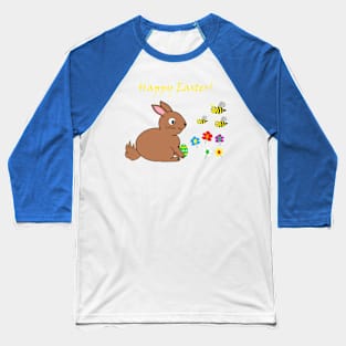 Happy Easter, Bunny rabbit, with bees and flowers Baseball T-Shirt